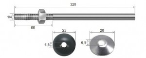 Haste Telha + Porca + Arruelas 1/4 x 320 R55 Inox-304 - 10 peas